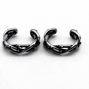 Pendientes de clip para hombre, de acero inoxidable 316L, resistentes al agua y al deslustre, con diseño de alambre de púas, estilo punk rock, para la oreja. - Product Image 2