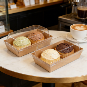 Cajas de Papel Desechables Marrones para Charcutería y <span class=keywords><strong>Donuts</strong></span>, Contenedores de Alimentos para Llevar, Cajas de Panadería con Ventana, Bandeja para Sushi con Tapa - Product Image 2