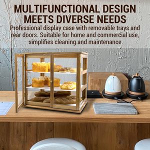 Tùy Chỉnh 3 Tier Keo Gỗ Rõ Ràng Acrylic Bánh Mì Hộp Cấp Chuyên Nghiệp Bán Lẻ Bánh Pastry Hiển Thị Trường Hợp Với Có Thể Tháo Rời Khay - Product Image 5