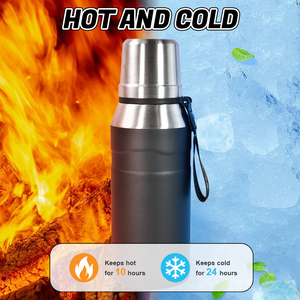 Flacons à eau thermo isolés sous vide en acier inoxydable de 34oz personnalisés avec infuseur et couvercle à rabat en acier thermique - Product Image 4