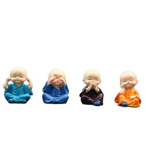 ชุดของตกแต่งรถยนต์เรซิ่นรูปพระสงฆ์เซนสี่องค์ สำหรับตกแต่งคอนโซลกลาง - Product Image 1