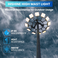 Lámpara de Torre Hishine de Gran Angular de 250W/100W para Estaciones Ferroviarias, Iluminación Exterior IP65 Impermeable, Reflector Antioxidante de 600W