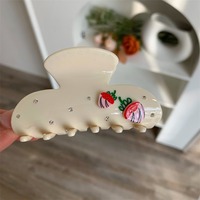 Pinces à cheveux en acétate élégantes de style français pour femmes, pinces à cheveux en strass avec nœud en forme de fleur pour filles, bijoux pour cheveux