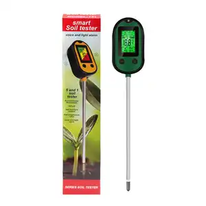YIERYI 5 in 1 Digital LCD Display Temperature and Humidity Detector Sunlight Soil PH Meter For Garden Plants