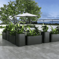 Set Pot Tanaman Logam Modern untuk Luar Ruangan, Pot Bunga Berdiri, Dekorasi Taman Teras, Lanskap Perkotaan, Arsitektur Lanskap Urban