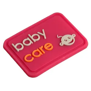 Soft washable Clothing PVC customized rubber label, silicon 3D label for baby care products