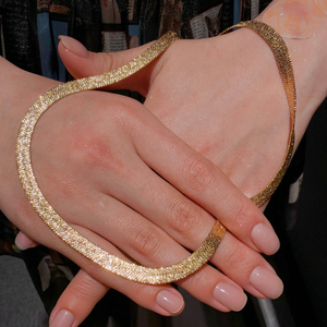 Collier ras du <span class=keywords><strong>cou</strong></span> italien en forme d'arête <span class=keywords><strong>de</strong></span> poisson, chaîne scintillante à facettes, or et argent, <span class=keywords><strong>pour</strong></span> femme - Product Image 4
