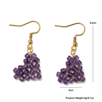 Boucles d'oreilles pendantes bohèmes en pierre naturelle tissées à la main, perles de Suglite Grenat, boucles d'oreilles pendantes en cristal de guérison, boucles d'oreilles statement en forme de cœur