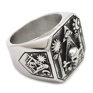 Retro Style Silver <strong>Rings</strong> Jewelry Mens Stainless Steel Skull <strong>Mason</strong> <strong>Rings</strong> Punk Finger <strong>Rings</strong> - Product Image 4