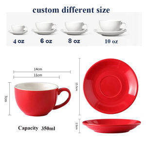 SWT Logo personnalisé Cappuccino Espresso 350ml 220ml 80ml Ensemble de tasses à café et soucoupes en céramique colorée mate brillante - Product Image 5