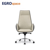 EGROspace Chaise de bureau ergonomique en cuir à dossier haut, moderne et luxueuse, personnalisée pour les cadres et les réunions