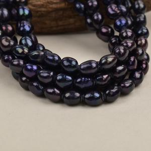 Collar de Perlas Barrocas Naturales de Agua Dulce de 8-9 mm, Perla Negra Suelta para Joyería DIY, Semiterminada con Orificio Recto - Product Image 4