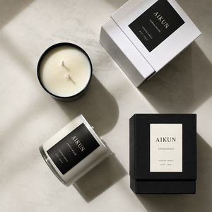 AIKUN Bougie d'aromathérapie sur mesure de qualité supérieure, vente en gros d'usine, bougie artisanale en verre à la cire de soja biologique pour chambre et méditation - Product Image 2