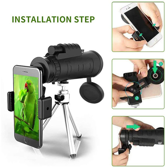 High Power HD Monocular Telescope Smartphone Photography Compatible Outdoor Optic with Built-in Compass