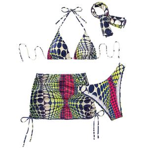 ชุดว่ายน้ำผู้หญิงแบบ 4 ชิ้น รุ่นใหม่ปี 2025 ชุดบิกินี่เซ็กซี่ทรงสามเหลี่ยม พร้อมผ้าคลุมตาข่าย กระโปรงชายหาด ชุดชายหาด - Product Image 6