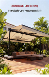 Auvent rétractable motorisé double face professionnel, robuste, imperméable, parasol <span class=keywords><strong>électrique</strong></span> <span class=keywords><strong>pour</strong></span> patio, grand pare-soleil extérieur - Product Image 2