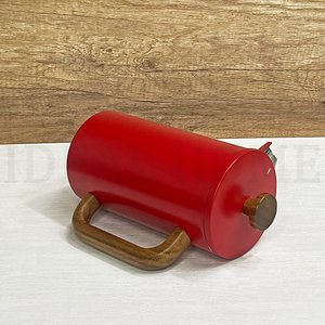 Cafetière à pression française en acier inoxydable 34 oz 1000ml Presse à café à double paroi isolante en métal avec revêtement <span class=keywords><strong>rouge</strong></span> - Product Image 5