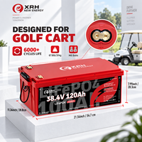 Kit de batterie pour voiturette de golf 36V 120Ah LiFePO4 avec BMS 250A intégré, écran tactile LCD, surveillance via application Bluetooth, plus de 6000 cycles, autonomie de 50 miles
