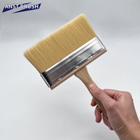 Pinceau plat Anst 6" (150 mm) à poils en polyester de haute qualité, manche en bois cannelé, pour peinture industrielle, professionnelle, bricolage, OEM