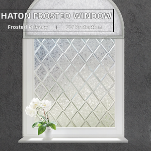 Película Decorativa para Ventanas de Vidrio Esmerilado Haton, con Protección UV, Diseño de Rejilla, Adhesión Estática, Removible, 17.5" X 78.7" para el Hogar - Product Image 2