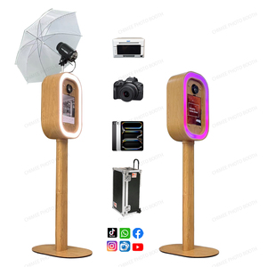 Cabine photo pour mariage, style campagnard, avec grain de bois, pour <span class=keywords><strong>iPad</strong></span>, selfie, Salsa, DSLR, coque avec flash et étui pour événements - Product Image 1