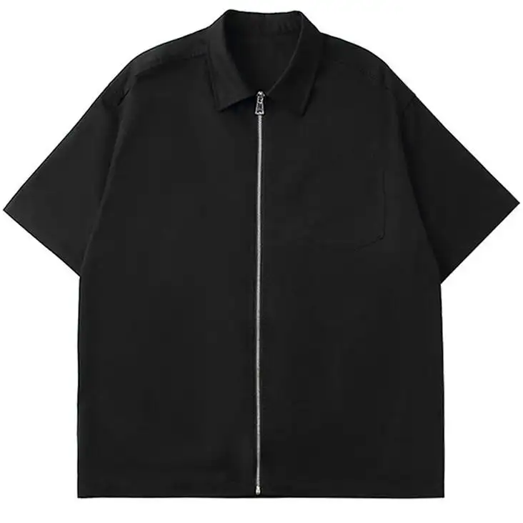 Blanco Casual Bulk Hoge Kwaliteit Designer Shirts Dtg Custom T-Shirt Fabrikant Zip-Up Shirt Voor Mannen Zwaargewicht T-Shirt