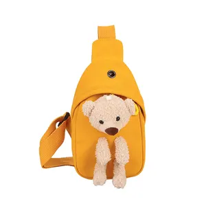 Новая дизайнерская холщовая мини-сумка для монет с медведем, симпатичная нагрудная сумка, маленькие сумки для мобильного телефона