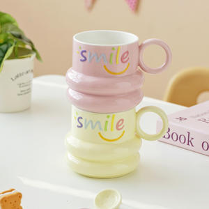 Taza con diseño de cara sonriente y cuchara, de cerámica, de alta calidad, para niñas, para agua, leche, <span class=keywords><strong>desayuno</strong></span>, café, para estudiantes. - Product Image 4