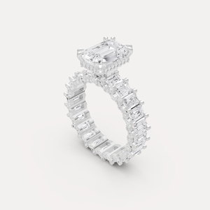 Bague de fiançailles de qualité supérieure avec halo dissimulé en diamant de laboratoire, or 14 carats, diamant solitaire VS-VVS, bijoux de mariée disponibles à la vente - Product Image 3
