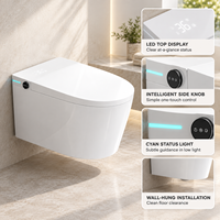 WC intelligent mural avec couvercle automatique, réservoir encastré, bidet, siège chauffant, sécheur à air chaud et télécommande