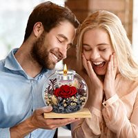 Idées de nouveaux produits 2026 : Rose éternelle préservée dans un dôme en verre avec bougie parfumée pour la Saint-Valentin, la fête des mères