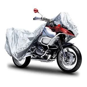 Housse de moto enduite d'argent 300D de protection UV extérieure Oxford imperméable argentée
