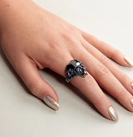 Loveher bijoux Vintage mode Vampire crâne anneau pour femmes en acier inoxydable anneaux 925 argent laiton bague de fiançailles pour cadeau