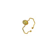 Bagues ouvertes tendance en aventurine verte, ajustables, plaquées or 18 carats, en acier inoxydable, forme ovale irrégulière, pierres naturelles, pour femmes