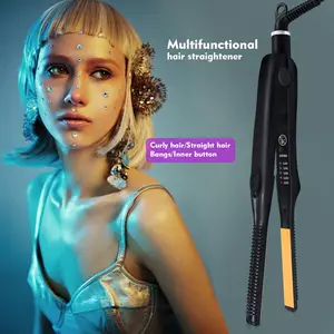 3/10 "Flat Iron Lápis Flat Iron para Cabelo Curto Pixie Cut e Bangs Mini Alisador de Cabelo para Bordas com Anti-Pinch