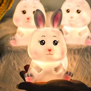 Veilleuse LED Lapin Blanc Chaud à Commande Tactile, Fonctionnant sur Piles, en PVC, Jouet pour Décoration de Chambre d'Enfant - Product Image 2