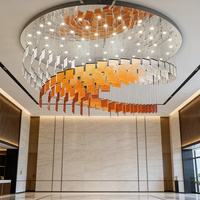 Lustre en feuille d'acrylique pour hall d'hôtel, luminaire suspendu LED, décoration moderne pour la maison, grand lustre