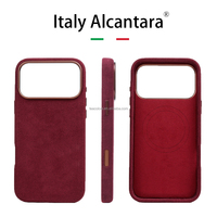 Étui de protection magnétique de luxe en cuir véritable Alcantara et tissu suédé pour iPhone 17 18 Pro Max