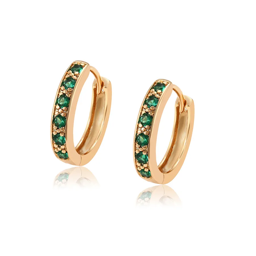 S00013956 xuping original design green gem 18 k gold plated hoop earrings