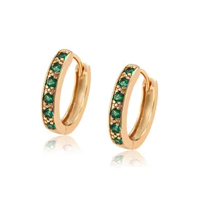 S00013956 xuping original design green gem 18 k gold plated hoop earrings