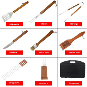 Thịt nướng công cụ thiết lập thép không gỉ bít tết dao gỗ xử lý BBQ phụ kiện BBQ nướng thiết lập với nhựa trường hợp tay - Product Image 2