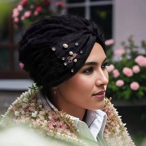 Chapeau YASEEN en mousseline de soie exquise, respirant et écologique, style islamique moyen-oriental, couvre-chef toutes saisons - Product Image 1