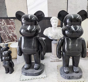 Grandes statues d'ours en pierre naturelle sculptées à la main en marbre moderne pour les ornements décoratifs extérieurs <span class=keywords><strong>de</strong></span> la maison jardin lac vente - Product Image 4