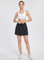 Haute Taille Cargo Skort, Femmes Cordon Mini Jupe avec Shorts intégrés, Randonnée Casual Style, Personnalisable