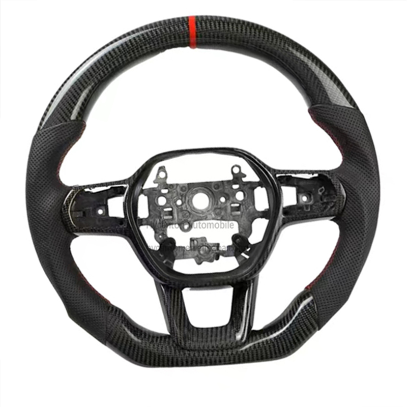 Red alignment mark+carbon fiber+perforated leather