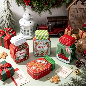 Boîte de rangement festive en métal pour biscuits et bonbons, motif homme en pain d'épices, nouveauté de Noël, vente en gros - Product Image 2