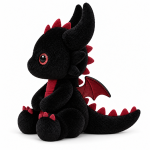 Peluche de Dragón Negro con Alas Rojas, Cuernos y Púas, Animal de Peluche de Fantasía Personalizado para Regalos al por Mayor - Product Image 3