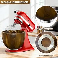 Bol en bois de noyer avec base en métal, bol à salade en bois profond en forme de U pour fruits et pâtes, décoration moderne pour la cuisine