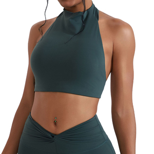 Débardeur de <span class=keywords><strong>yoga</strong></span> à col montant effet seconde peau pour femme, avec soutien-gorge de sport rembourré intégré, idéal pour le fitness décontracté et les séances d'entraînement serrées - Product Image 4