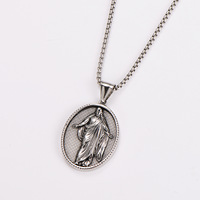 Pendentif Médaillon Statue Jésus Ressuscité en Acier Inoxydable, Bijou Religieux Chrétien Catholique, Collier Tendance, Vente en Gros